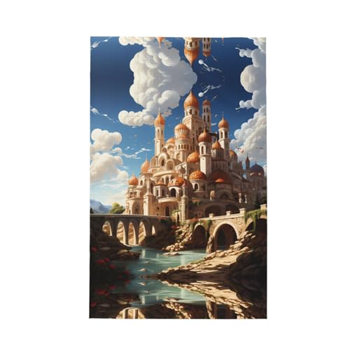 Anime Castle Sky strapazierfähiges Geschirrtuch, wiederverwendbar, superweich, saugfähig, schnell trocknend, Waffelreinigungstuch, 66 x 40 cm von WZYCWB