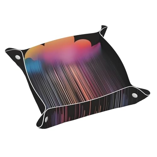 Aufbewahrungsbox für den Schreibtisch, Motiv: bunte Regenbogen, klein, bedrucktes Leder, multifunktional, personalisierbar von WZYCWB