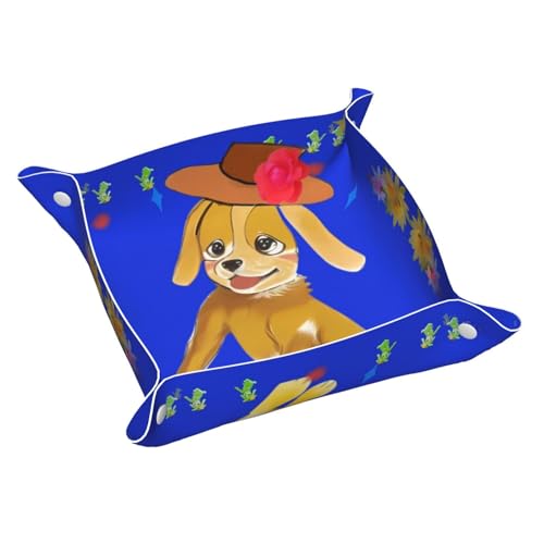 Aufbewahrungsbox mit tanzendem Cartoon-Hund, klein, bedrucktes Leder, multifunktional, personalisierbar von WZYCWB