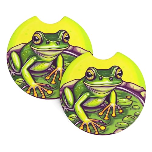 Auto-Getränkehalter-Untersetzer Frosch im Teich, 6,9 cm, sehr vielseitig, geeignet für weibliche Autobesitzer, 2 Stück Auto-Getränkehalter-Untersetzer Frosch im Teich, 6,9 cm, sehr vielseitig, geeignet für weibliche Autobesitzer, 2 Stück von WZYCWB