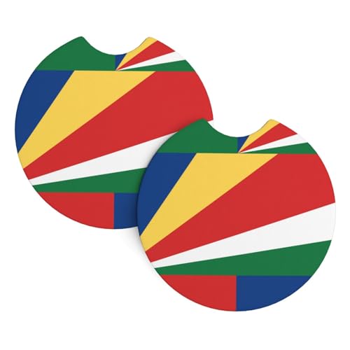 Auto-Getränkehalter-Untersetzer mit Flagge der Seychellen, 6,9 cm, sehr vielseitig, geeignet für weibliche Autobesitzer, 2 Stück Auto-Getränkehalter-Untersetzer mit Flagge der Seychellen, 6,9 cm, sehr vielseitig, geeignet für weibliche Autobesitzer, 2 Stück von WZYCWB