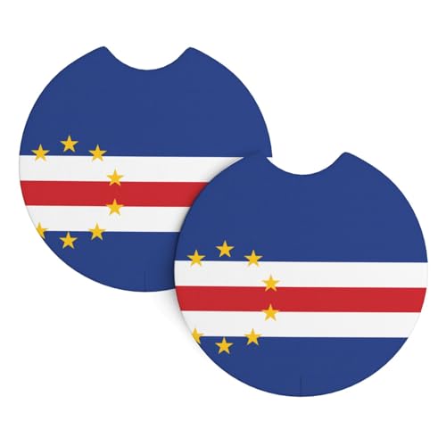 Auto-Getränkehalter-Untersetzer mit Flagge von Kapverden, 6,9 cm, sehr vielseitig, geeignet für weibliche Autobesitzer, 2 Stück Auto-Getränkehalter-Untersetzer mit Flagge von Kapverden, 6,9 cm, sehr vielseitig, geeignet für weibliche Autobesitzer, 2 Stück von WZYCWB