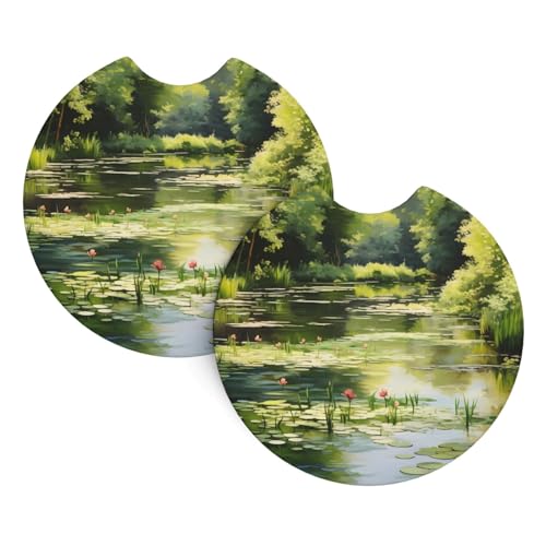 Auto-Getränkehalter-Untersetzer mit Seerosen im Teich, 6,9 cm, sehr vielseitig, geeignet für weibliche Autobesitzer, 2 Stück Auto-Getränkehalter-Untersetzer mit Seerosen im Teich, 6,9 cm, sehr vielseitig, geeignet für weibliche Autobesitzer, 2 Stück von WZYCWB