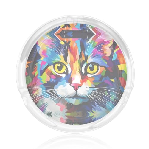 Bedruckter Glasaschenbecher mit Katzenmotiv – Büro-Schreibtisch-Aufbewahrung, Ornamente, Vatertagsgeschenk für Männer von WZYCWB