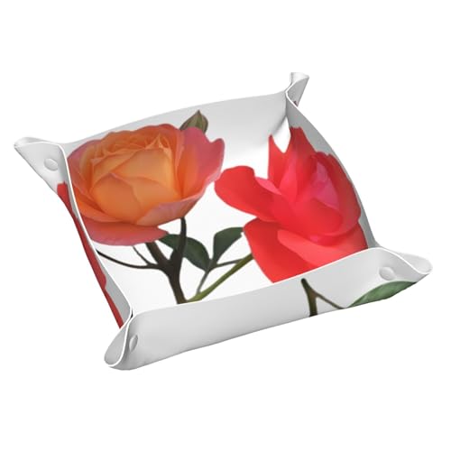 Bicolor Moonflower kleine bedruckte Leder-Aufbewahrungsbox für den Schreibtisch, multifunktional, personalisierbar von WZYCWB