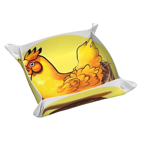 Bird's Nest Golden Chicken Kleine bedruckte Leder-Schreibtisch-Aufbewahrungsbox – multifunktionales personalisiertes Ablagetablett Bird's Nest Golden Chicken Kleine bedruckte Leder-Schreibtisch-Aufbewahrungsbox – multifunktionales personalisiertes Ablagetablett von WZYCWB
