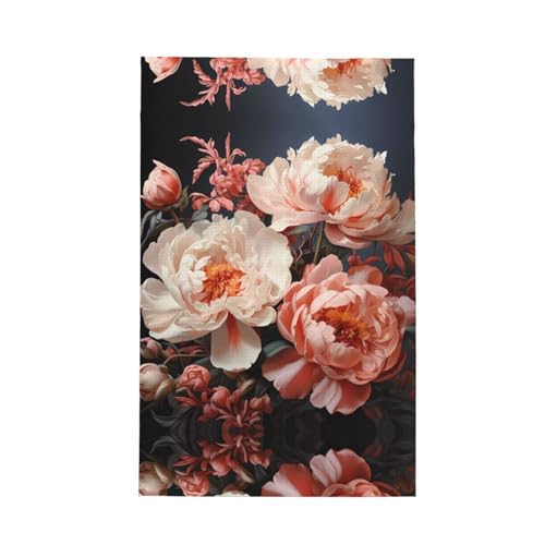 Bright White Peonies Durable Cleaning Tea Towel, Reusable Super Soft Kitchen Towel Absorbent Quick Dry Waffle Cleaning Towel (66 x 16 Inch) von WZYCWB