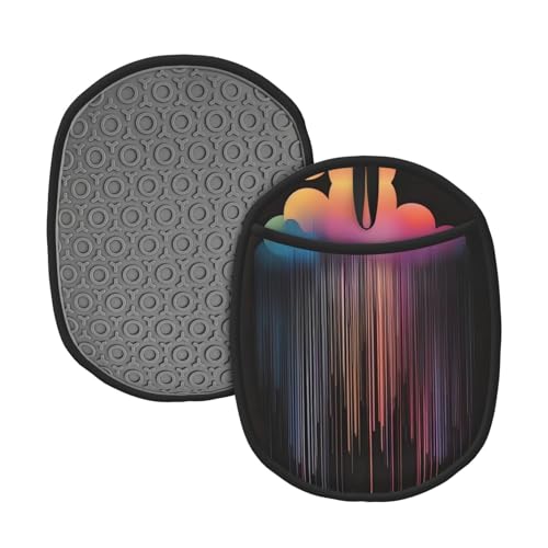 Bunte Regenbogen-Regen-Motiv-Silikon-Topfmatte (1/2er-Pack), hochtemperaturbeständig und rutschfest, geeignet zum Grillen, Backen usw. von WZYCWB