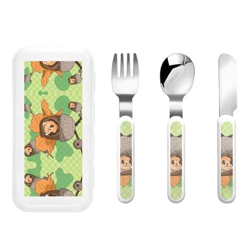 Cartoon Eichhörnchen Kindergeschirr 3-teiliges Set, Wiederverwendbares Messer, Gabel und Löffel Besteck Set, Tragbares Kindergeschirr Lebensmittelschutz Cartoon Eichhörnchen Kindergeschirr 3-teiliges Set, Wiederverwendbares Messer, Gabel und Löffel Besteck Set, Tragbares Kindergeschirr Lebensmittelschutz von WZYCWB