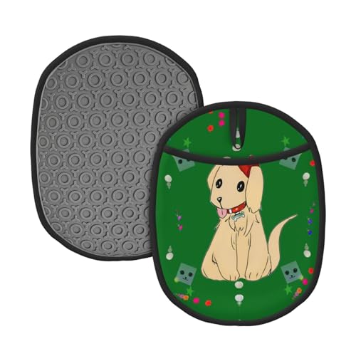 Cartoon-Hund auf Gras, 2 Stück, gemusterte Silikon-Topfmatte (1/2er-Pack), hochtemperaturbeständig und rutschfest, geeignet zum Grillen, Backen usw. von WZYCWB