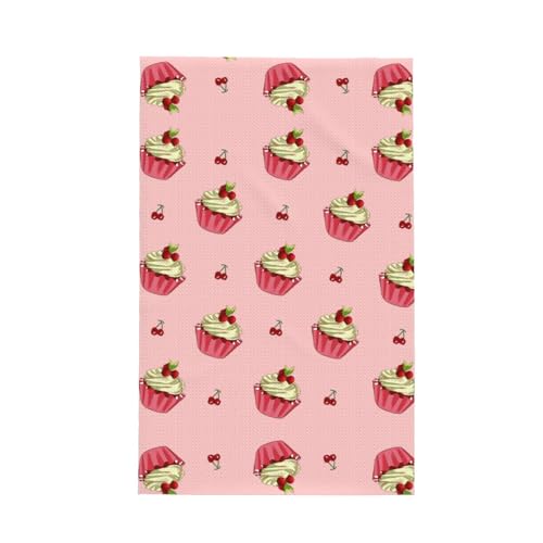 Cherry Cake strapazierfähiges Geschirrtuch, wiederverwendbar, superweich, saugfähig, schnell trocknend, Waffelreinigungstuch, 66 x 40 cm von WZYCWB
