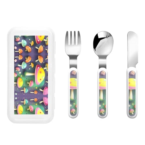 Colorful Dream Mushroom Kindergeschirr 3-teiliges Set, wiederverwendbares Messer, Gabel und Löffel Besteckset, tragbares Kindergeschirr zum Schutz von Lebensmitteln Colorful Dream Mushroom Kindergeschirr 3-teiliges Set, wiederverwendbares Messer, Gabel und Löffel Besteckset, tragbares Kindergeschirr zum Schutz von Lebensmitteln von WZYCWB