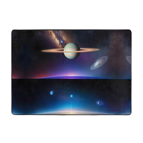 Cosmic Saturn Flanell-Bodenmatte (203,2 x 147,3 cm), Schlafzimmerteppich, Wohnzimmer und Arbeitszimmer, Dekorationsmatte von WZYCWB