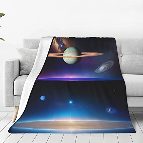 Cosmic Saturn Ultraweiche Micro-Fleece-Decke, 152,4 x 127 cm, geeignet für Bett, Sofa, Camping, kaltes Kino oder Reisen von WZYCWB