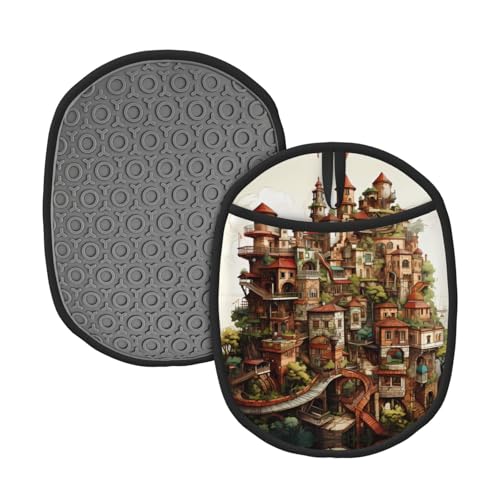 Dream Castle 2 Stück gemusterte Silikon-Topfmatte (1/2er-Pack), hochtemperaturbeständig und rutschfest, geeignet zum Grillen, Backen usw. von WZYCWB