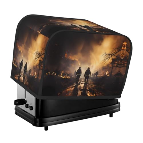 Feuerwehrleute bekämpfen Feuer Toaster-Abdeckung, geeignet für breite Schlitz-Design, mit seitlicher Aufbewahrungstasche, leicht zu reinigen, staubdicht, geeignet für die Küche. von WZYCWB