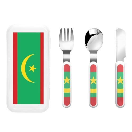 Flagge Mauretaniens Kindergeschirr 3-teiliges Set, wiederverwendbares Messer, Gabel und Löffel Besteckset, tragbares Kindergeschirr zum Schutz von Lebensmitteln Flagge Mauretaniens Kindergeschirr 3-teiliges Set, wiederverwendbares Messer, Gabel und Löffel Besteckset, tragbares Kindergeschirr zum Schutz von Lebensmitteln von WZYCWB