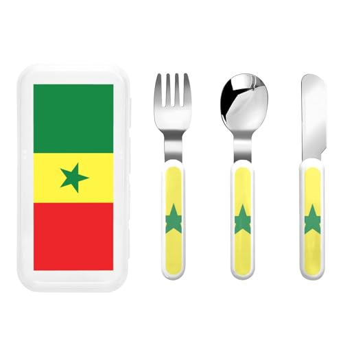 Flagge Senegal Kindergeschirr 3-teiliges Set, wiederverwendbares Messer, Gabel und Löffel Besteckset, tragbares Kindergeschirr zum Schutz von Lebensmitteln Flagge Senegal Kindergeschirr 3-teiliges Set, wiederverwendbares Messer, Gabel und Löffel Besteckset, tragbares Kindergeschirr zum Schutz von Lebensmitteln von WZYCWB