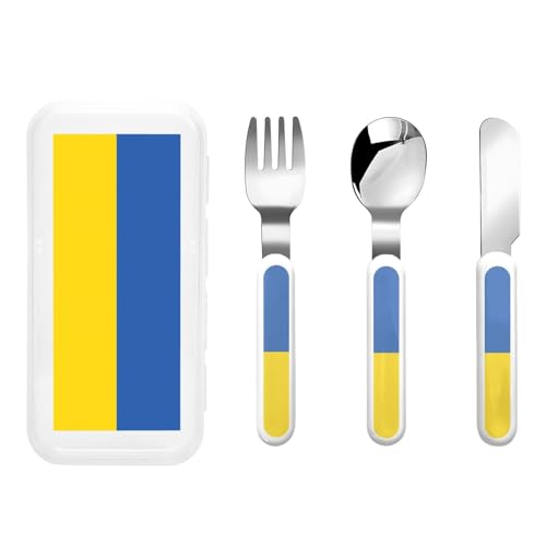 Flagge der Ukraine Kindergeschirr 3-teiliges Set, wiederverwendbares Messer, Gabel und Löffel Besteckset, tragbares Kindergeschirr zum Schutz von Lebensmitteln Flagge der Ukraine Kindergeschirr 3-teiliges Set, wiederverwendbares Messer, Gabel und Löffel Besteckset, tragbares Kindergeschirr zum Schutz von Lebensmitteln von WZYCWB