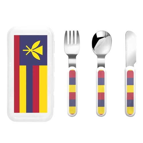 Flagge des Königreichs Hawaii Kindergeschirr 3-teiliges Set, wiederverwendbares Messer, Gabel und Löffel Besteckset, tragbares Kindergeschirr zum Schutz von Lebensmitteln von WZYCWB