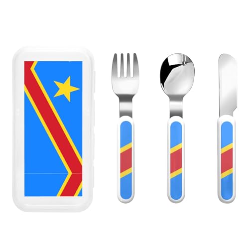 Flagge des Kongo Kindergeschirr 3-teiliges Set, wiederverwendbares Messer, Gabel und Löffel Besteckset, tragbares Kindergeschirr zum Schutz von Lebensmitteln Flagge des Kongo Kindergeschirr 3-teiliges Set, wiederverwendbares Messer, Gabel und Löffel Besteckset, tragbares Kindergeschirr zum Schutz von Lebensmitteln von WZYCWB