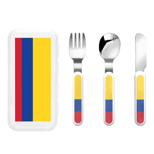 Flagge von Kolumbien Kindergeschirr 3-teiliges Set, wiederverwendbares Messer, Gabel und Löffel Besteckset, tragbares Kindergeschirr zum Schutz von Lebensmitteln Flagge von Kolumbien Kindergeschirr 3-teiliges Set, wiederverwendbares Messer, Gabel und Löffel Besteckset, tragbares Kindergeschirr zum Schutz von Lebensmitteln von WZYCWB