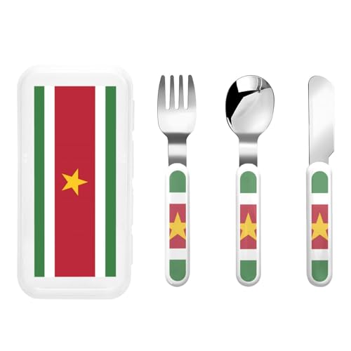 Flagge von Suriname Kindergeschirr 3-teiliges Set, wiederverwendbares Messer, Gabel und Löffel Besteckset, tragbares Kindergeschirr zum Schutz von Lebensmitteln Flagge von Suriname Kindergeschirr 3-teiliges Set, wiederverwendbares Messer, Gabel und Löffel Besteckset, tragbares Kindergeschirr zum Schutz von Lebensmitteln von WZYCWB