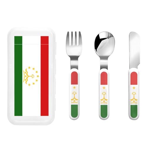 Flagge von Tadschikistan Kindergeschirr 3-teiliges Set, wiederverwendbares Messer, Gabel und Löffel Besteckset, tragbares Kindergeschirr zum Schutz von Lebensmitteln Flagge von Tadschikistan Kindergeschirr 3-teiliges Set, wiederverwendbares Messer, Gabel und Löffel Besteckset, tragbares Kindergeschirr zum Schutz von Lebensmitteln von WZYCWB