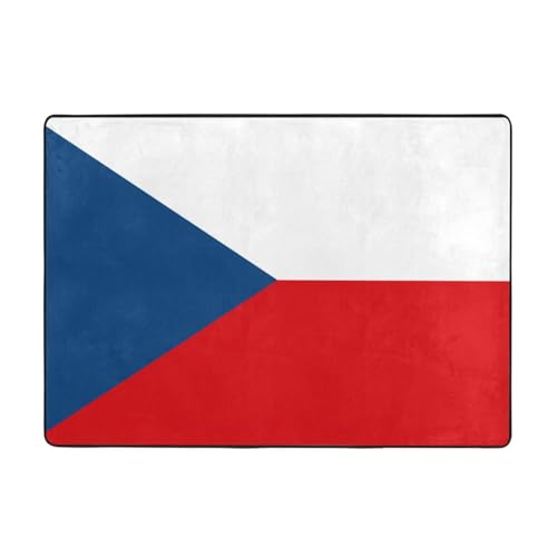 Flanell-Bodenmatte mit Flagge der Tschechischen Republik (203,2 x 147,3 cm), Schlafzimmerteppich, Wohnzimmer und Arbeitszimmer, Dekorationsmatte von WZYCWB