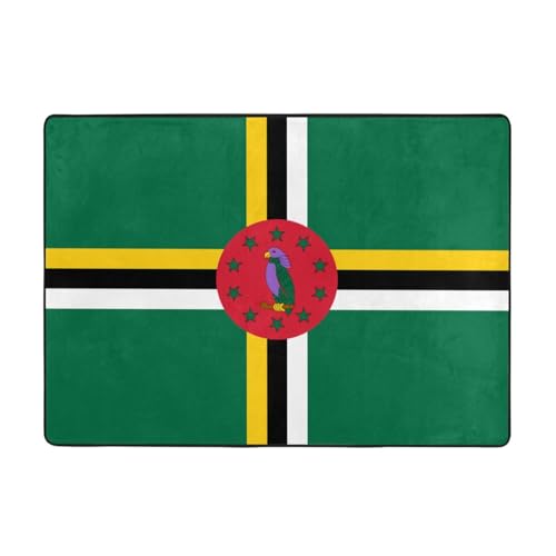 Flanell-Teppich mit Flagge der Commonwealth of Dominica, 203,2 x 147,3 cm, für Schlafzimmer, Nachttisch, Wohnzimmer, Couchtisch, Arbeitszimmer, dekorative Matte von WZYCWB