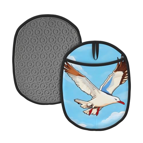 Flying Seagulls 2 Stück gemusterte Silikon-Topfmatte (1/2er-Pack), hochtemperaturbeständig und rutschfest, geeignet zum Grillen, Backen usw. von WZYCWB