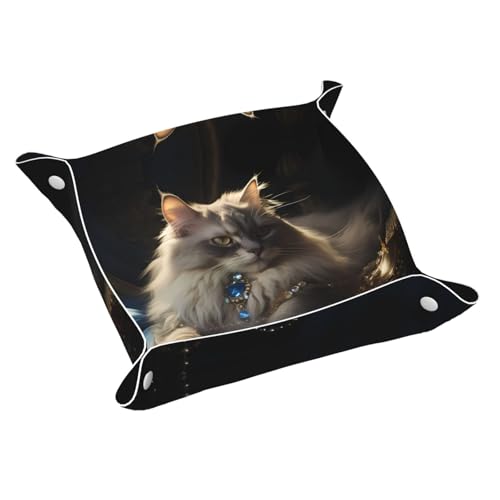 Fortune Cat Schreibtisch-Aufbewahrungsbox aus Leder, mittelgroß, multifunktional, personalisierbar von WZYCWB