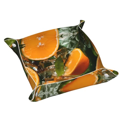 Fresh Oranges Schreibtisch-Aufbewahrungsbox aus Leder, mittelgroß, multifunktional, personalisierbar von WZYCWB