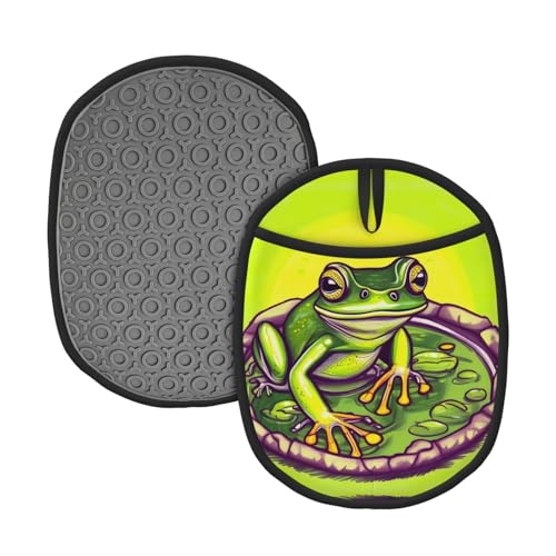 Frosch im Teich, gemusterte Silikon-Topfmatte (1/2er-Pack), hochtemperaturbeständig und rutschfest, geeignet zum Grillen, Backen usw. von WZYCWB