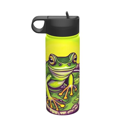Frosch im Teich Edelstahl-Trinkhalm-Flasche, Outdoor-Reise-Isolationsartefakt von WZYCWB