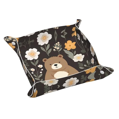 Funny Bear Schreibtisch-Aufbewahrungsbox aus Leder, mittelgroß, multifunktional, personalisierbar von WZYCWB