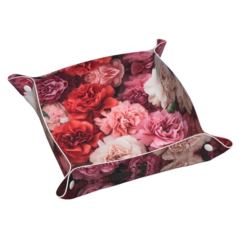 Funny Flowers Schreibtisch-Aufbewahrungsbox aus Leder, mittelgroß, multifunktional, personalisierbar von WZYCWB