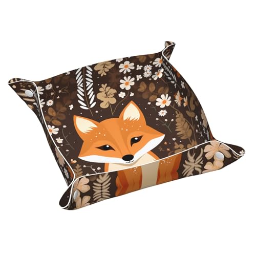 Funny Fox Schreibtisch-Aufbewahrungsbox aus Leder, mittelgroß, multifunktional, personalisierbar von WZYCWB