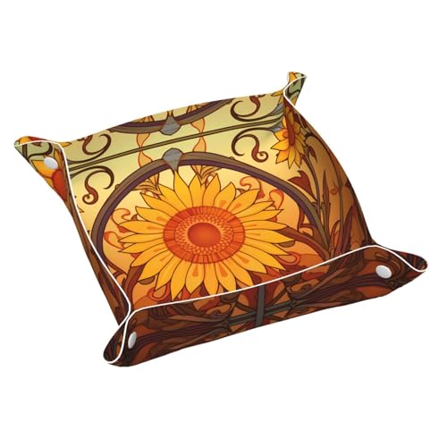 Gerbera mit geriffeltem Leder, mittelgroß, bedruckt, Schreibtisch-Aufbewahrungsbox, multifunktional, personalisierbar von WZYCWB