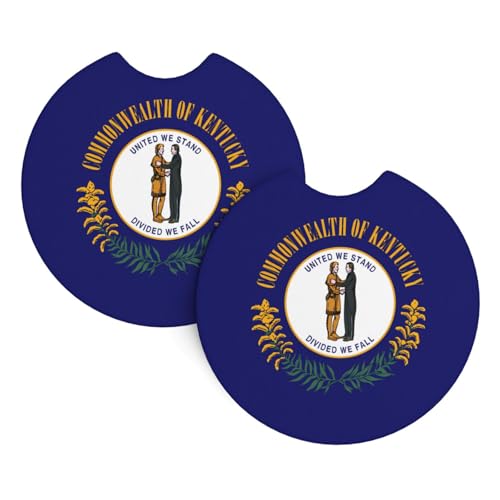 Getränkehalter-Untersetzer mit Kentucky-Flagge – 2 Stück, 6,9 cm, sehr vielseitig, geeignet für weibliche Autobesitzer von WZYCWB