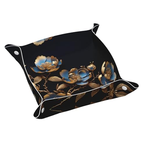 Gilded Camellia Kleine bedruckte Leder-Aufbewahrungsbox für den Schreibtisch, multifunktional, personalisierbar von WZYCWB