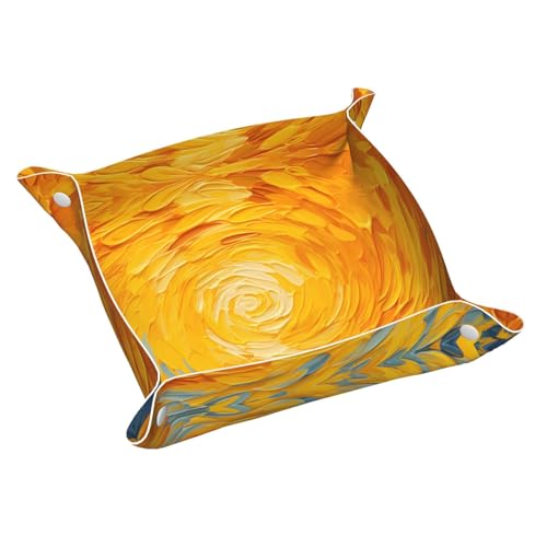 Golden Swirls Kleine bedruckte Leder-Aufbewahrungsbox für den Schreibtisch, multifunktional, personalisierbar von WZYCWB