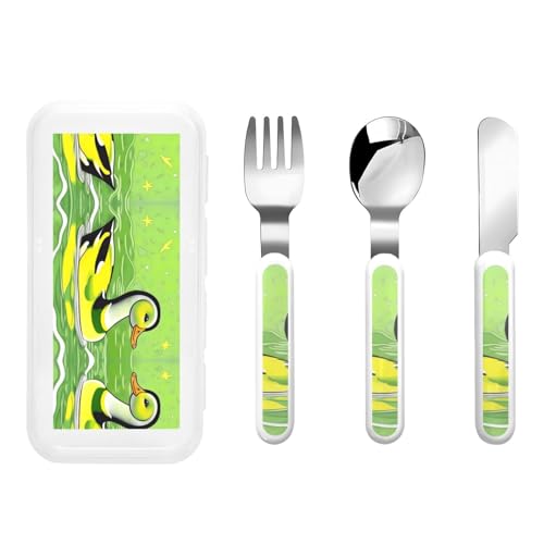 Green Duck Kindergeschirr 3-teiliges Set, wiederverwendbares Messer, Gabel und Löffel Besteckset, tragbares Kindergeschirr zum Schutz von Lebensmitteln Green Duck Kindergeschirr 3-teiliges Set, wiederverwendbares Messer, Gabel und Löffel Besteckset, tragbares Kindergeschirr zum Schutz von Lebensmitteln von WZYCWB