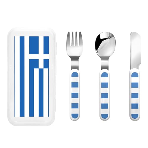 Griechische Flagge Kindergeschirr 3-teiliges Set, wiederverwendbares Messer, Gabel und Löffel Besteckset, tragbares Kindergeschirr zum Schutz von Lebensmitteln Griechische Flagge Kindergeschirr 3-teiliges Set, wiederverwendbares Messer, Gabel und Löffel Besteckset, tragbares Kindergeschirr zum Schutz von Lebensmitteln von WZYCWB