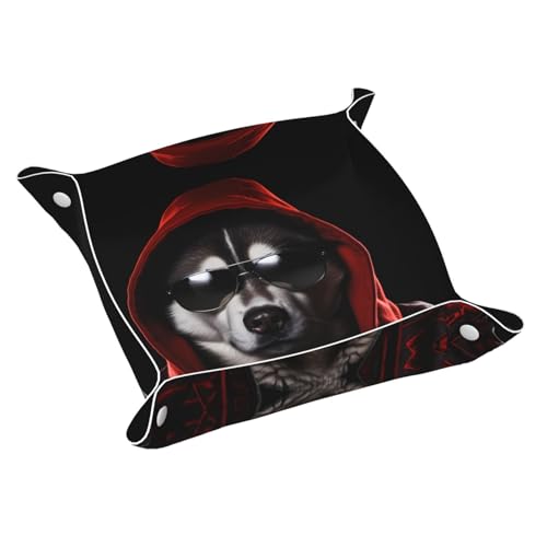 Handsome Dogs Schreibtisch-Aufbewahrungsbox aus Leder, mittelgroß, multifunktional, personalisierbar von WZYCWB