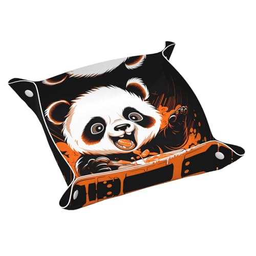 Happy Panda kleine bedruckte Leder-Aufbewahrungsbox für den Schreibtisch, multifunktional, personalisierbar von WZYCWB