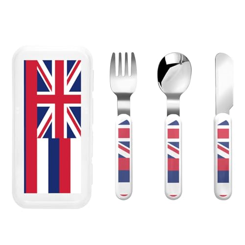 Hawaii Flagge Kindergeschirr 3-teiliges Set, wiederverwendbares Messer, Gabel und Löffel Besteckset, tragbares Kindergeschirr zum Schutz von Lebensmitteln Hawaii Flagge Kindergeschirr 3-teiliges Set, wiederverwendbares Messer, Gabel und Löffel Besteckset, tragbares Kindergeschirr zum Schutz von Lebensmitteln von WZYCWB