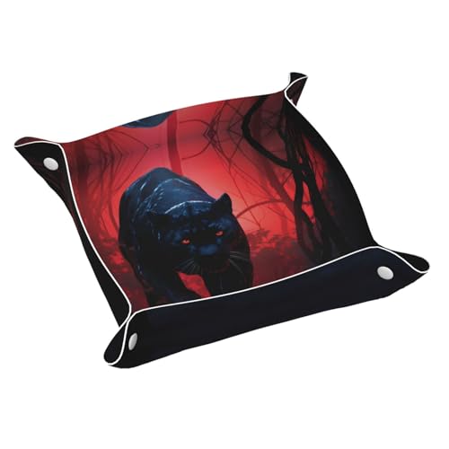 Hunting Panthers Schreibtisch-Aufbewahrungsbox aus bedrucktem Leder, mittelgroß, multifunktional, personalisierbar von WZYCWB