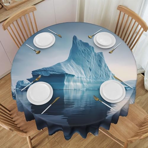 Icebergs Runde Spitzen-Tischdecke, 152,4 cm Durchmesser, waschbare Tischdecke, geeignet für Restaurants, Partys, Picknicks, Versammlungen von WZYCWB