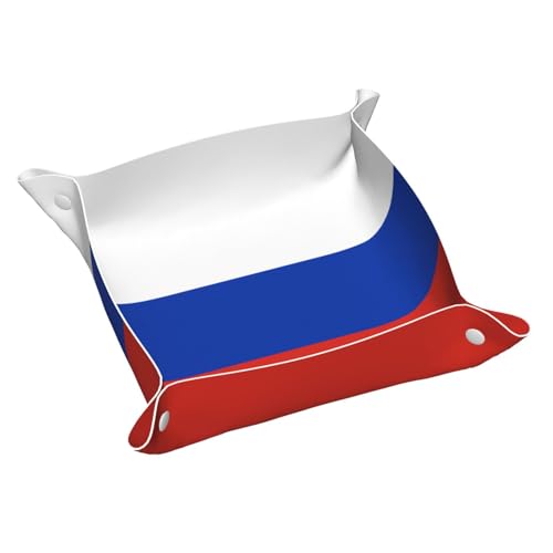 Kleine Aufbewahrungsbox aus bedrucktem Leder mit russischer Flagge, multifunktional, personalisierbar von WZYCWB